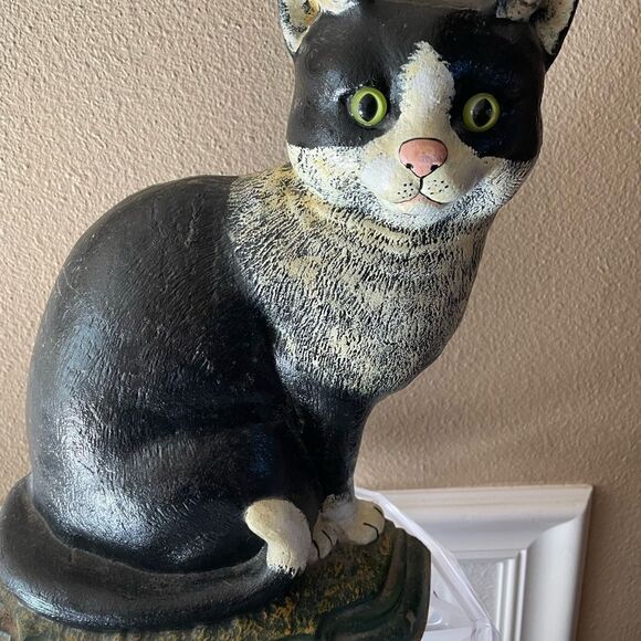 Cast Iron Black and White Cat Door Stopper Large Heavy Vintage Gorgeous! - Picture 3 of 15